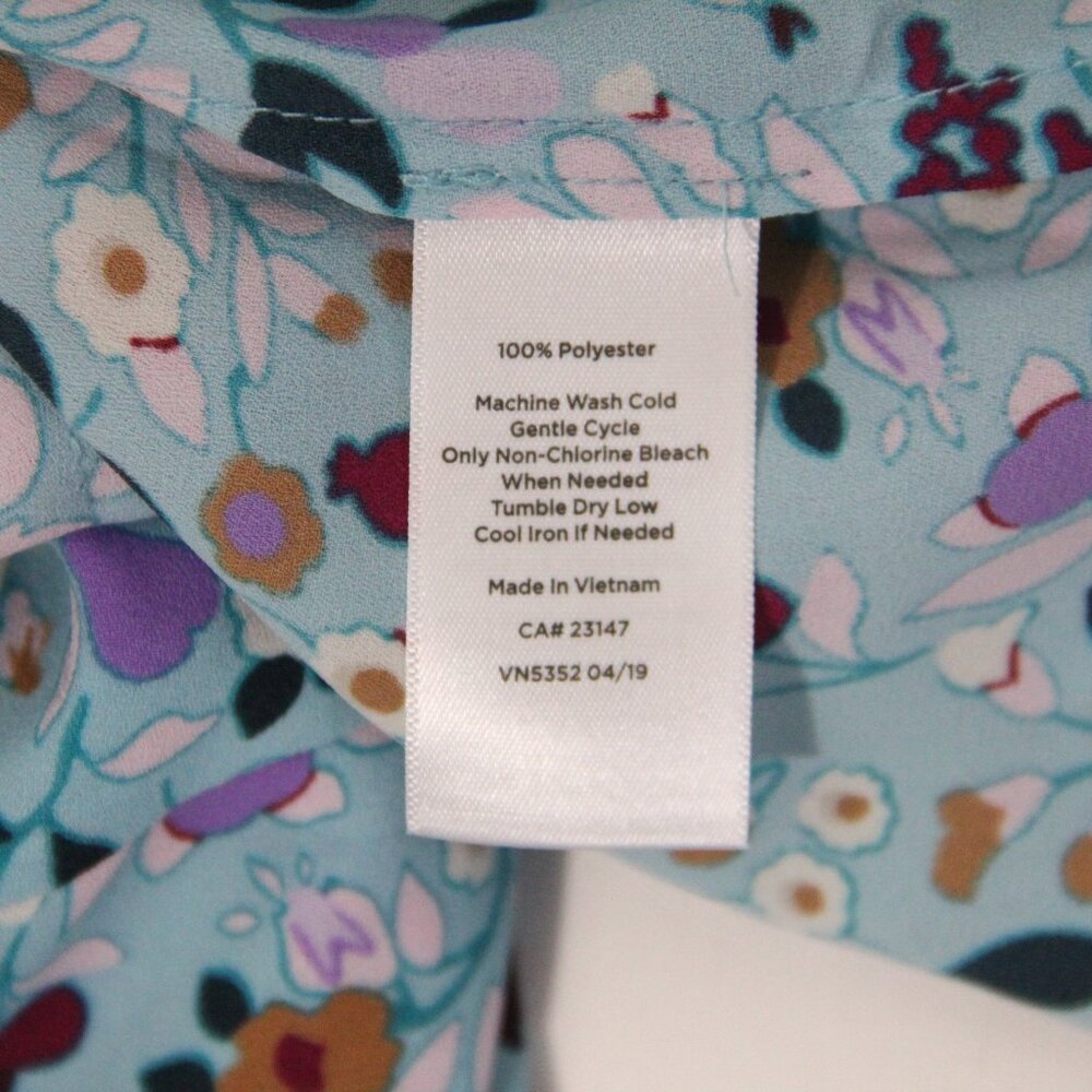 Talbots Floral Top New Women Short Sleeve Blouse V Neck Bow Shirt sz XL - Picture 11 of 11